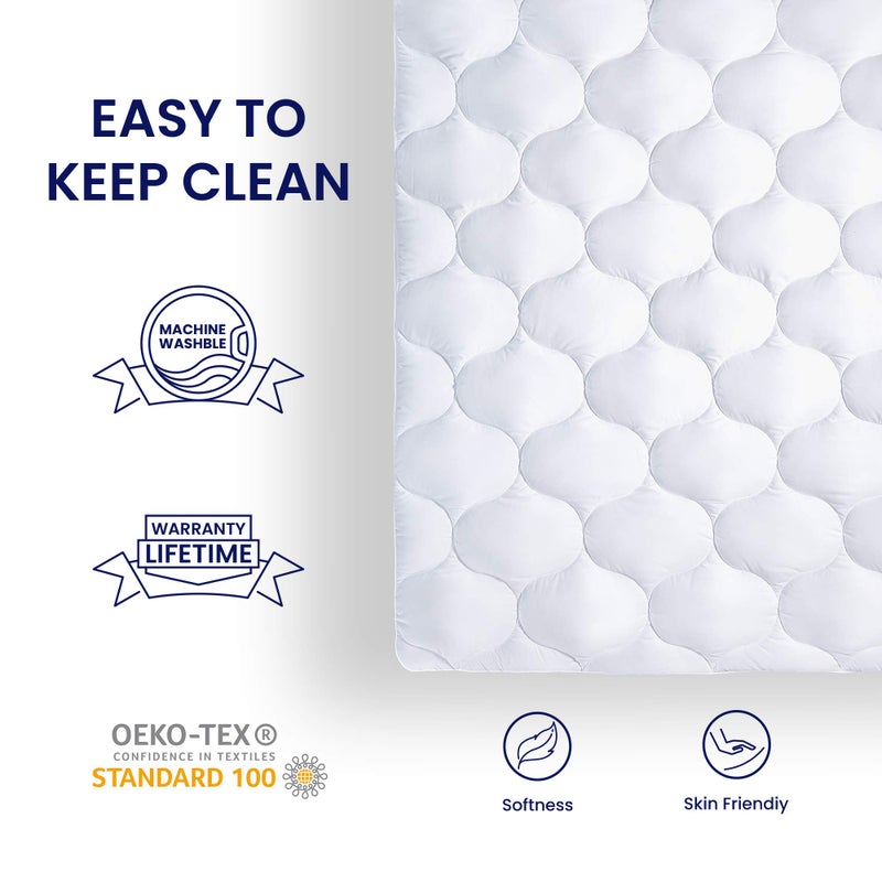 SLEEP ZONE Twin Fitted Mattress Pad Cover - Quilted Soft Breathable Fluffy Pillow Top Bed Mattress Topper Deep Pocket 8-21 inch - Image 5