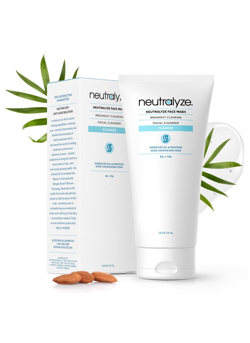 Neutralyze - Neutralyze Maximum Strength Acne Face Wash With 2% Salicylic Acid & 2% Mandelic Acid, Medical Grade AHA + BHA Facial Cleanser for Acne Prone Skin (90+ Day) - Image 1
