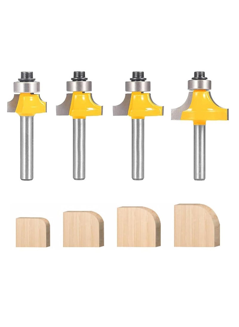 Serplex - Serplex 4Pcs Roundover Router Bits Set for Woodworking 6mm Shank Multiple Radius Options 18 14 316 516 Durable Tungsten Steel for Smooth Clean Cuts On Hardwood Softwood Plywood - Image 1