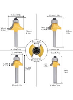 Serplex Serplex 4Pcs Roundover Router Bits Set for Woodworking 6mm Shank Multiple Radius Options 18 14 316 516 Durable Tungsten Steel for Smooth Clean Cuts On Hardwood Softwood Plywood  - Image 2