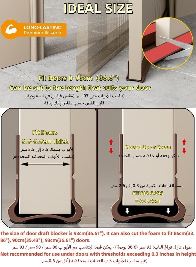 Alruht Door Draft Stopper Under Door Seal, Under Door Draught Excluder, 93x4cm Noise Blocker Window Breeze Blocker Adjustable Door Sweeps - Image 3