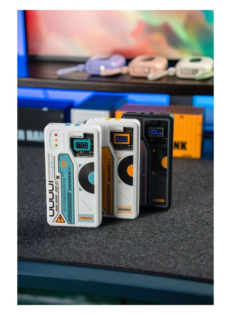 وبو WOPOW SQ28 باور بانك بتصميم سي دي كلاسيكي قديم بسعة 10000 مللي أمبير مع كابل مدمج - Image 2