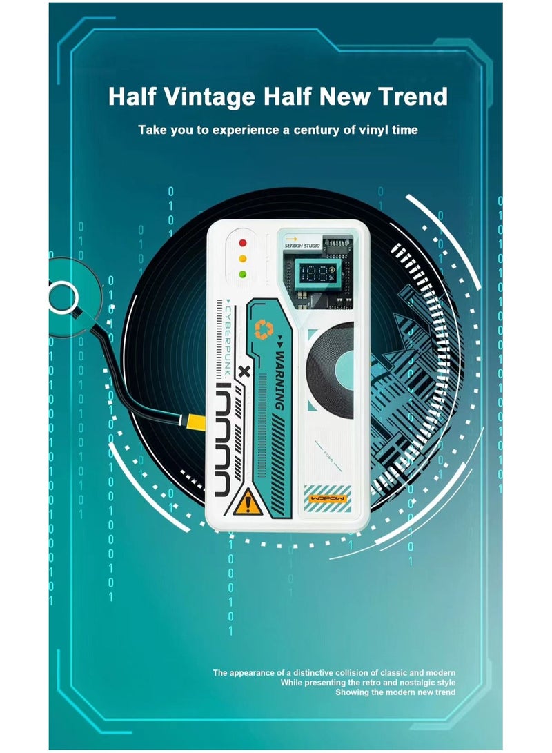 وبو WOPOW SQ28 باور بانك بتصميم سي دي كلاسيكي قديم بسعة 10000 مللي أمبير مع كابل مدمج - Image 5