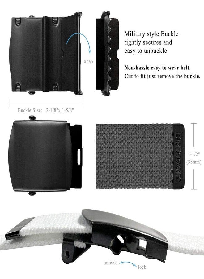 Belts.com Military Belt Canvas Belt Web Belt Non Leather Belt Black Buckle/Tip One Size fits all, 1-1/2" Wide (Black) - Image 5