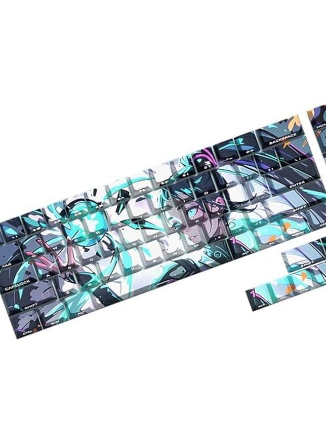 74 Keys Anime Keycaps Set Engraved Side For 61 67 68 Keyboards Minimalist Design - Image 1
