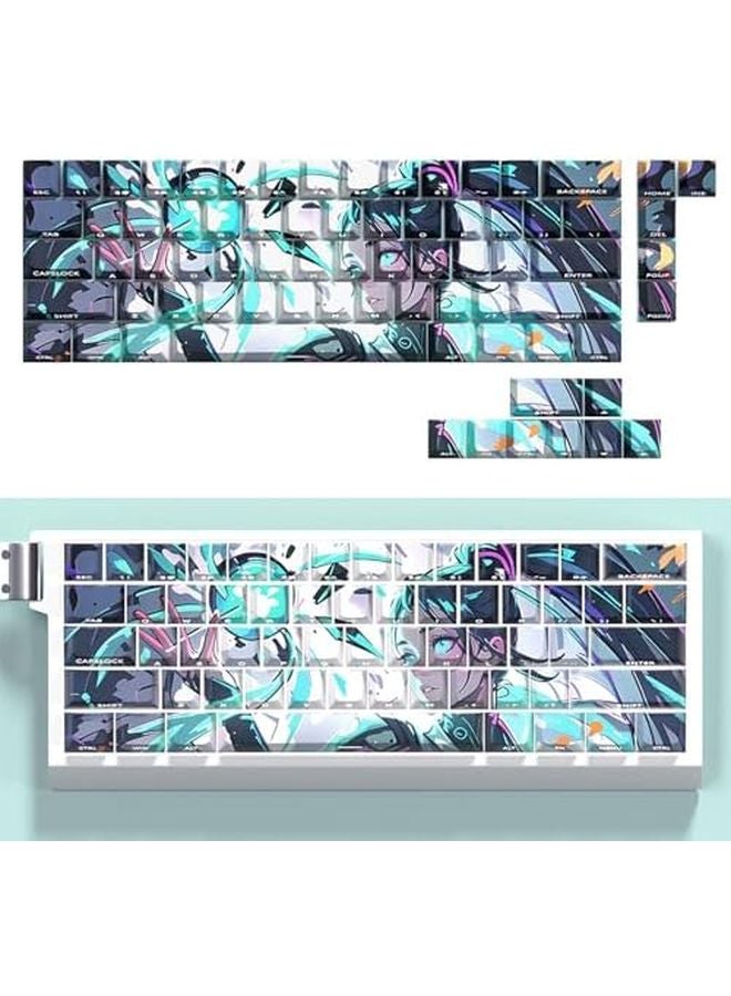 74 Keys Anime Keycaps Set Engraved Side For 61 67 68 Keyboards Minimalist Design - Image 3