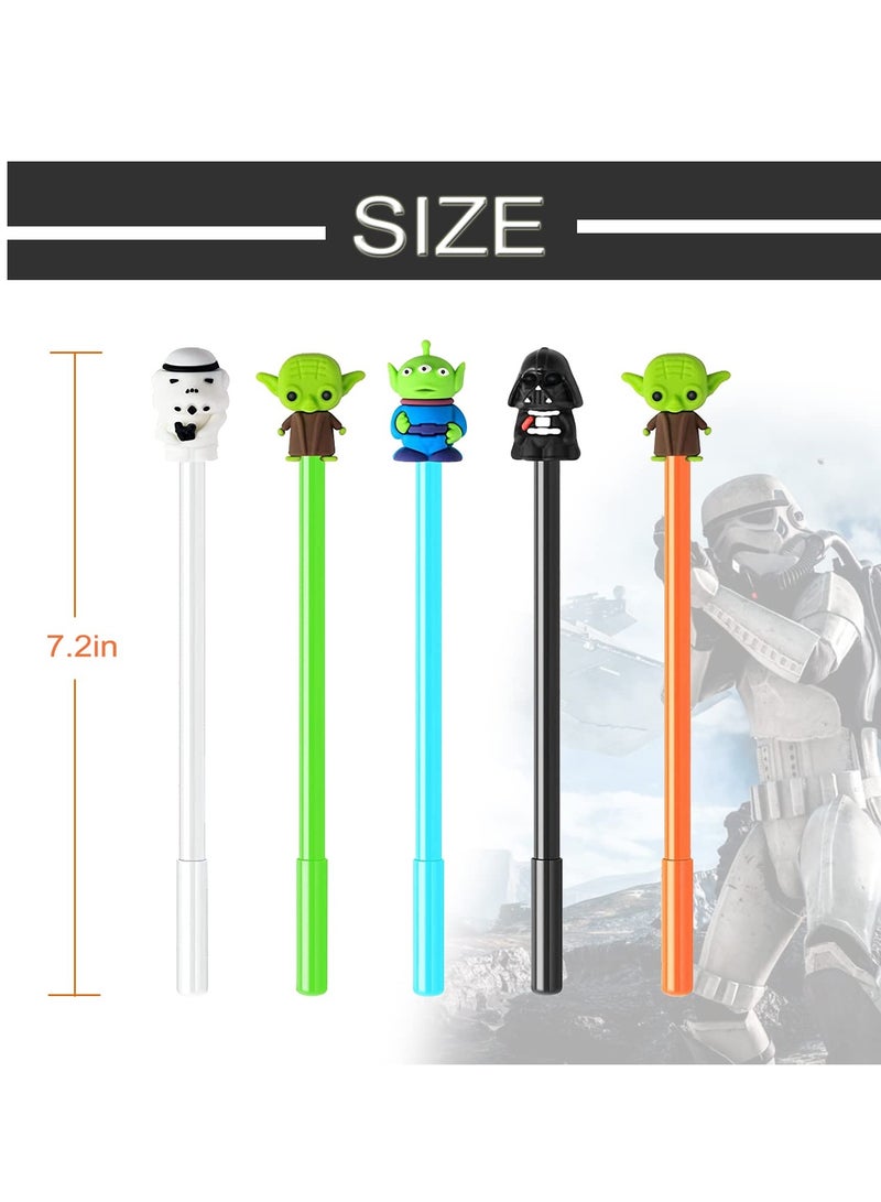KASTWAVE Party Favors Gel Pe 25Pcs Galaxy Wars Themed Gifts for Kids Decorations, Baby Star Themed Pens Black Baby Yoda Pens for Birthday Party Favors Prize Carnival Goodie Bag Filling Rewards - Image 2