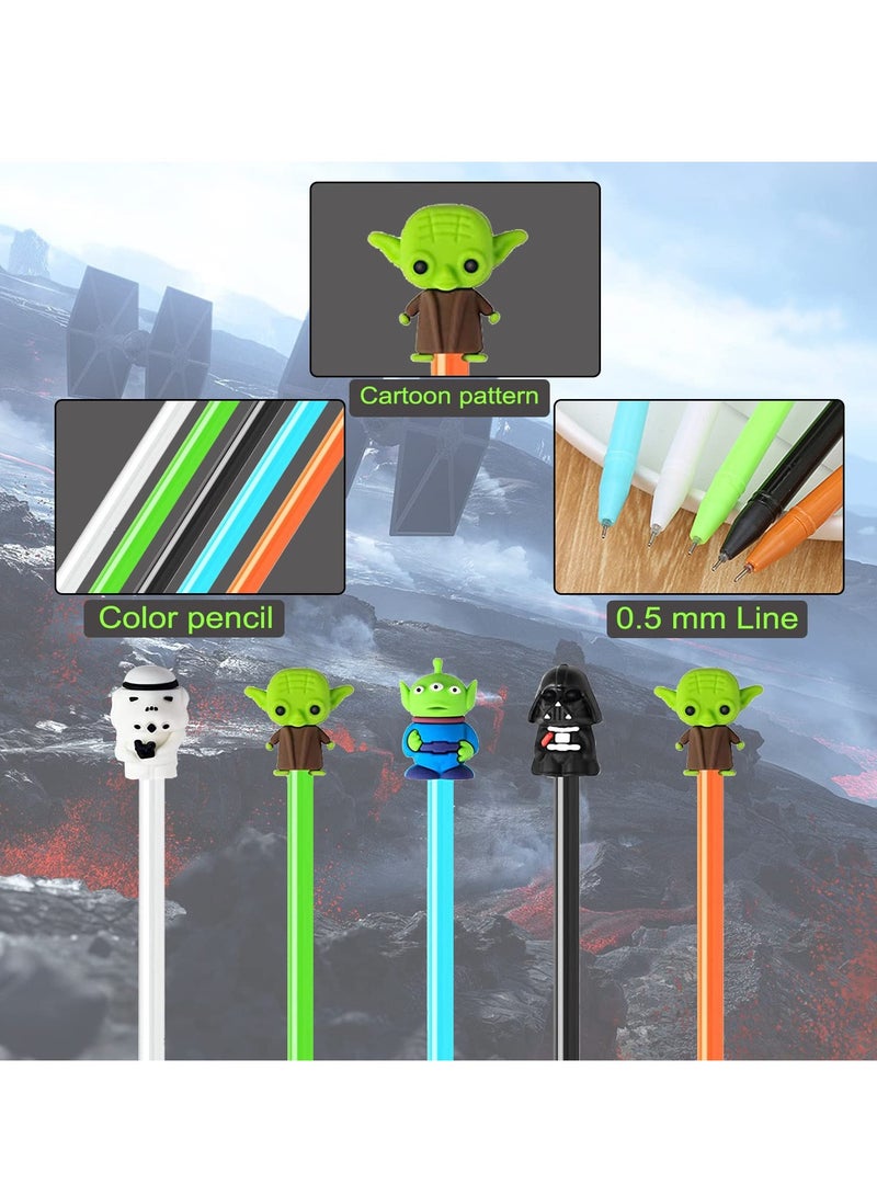 KASTWAVE Party Favors Gel Pe 25Pcs Galaxy Wars Themed Gifts for Kids Decorations, Baby Star Themed Pens Black Baby Yoda Pens for Birthday Party Favors Prize Carnival Goodie Bag Filling Rewards - Image 3
