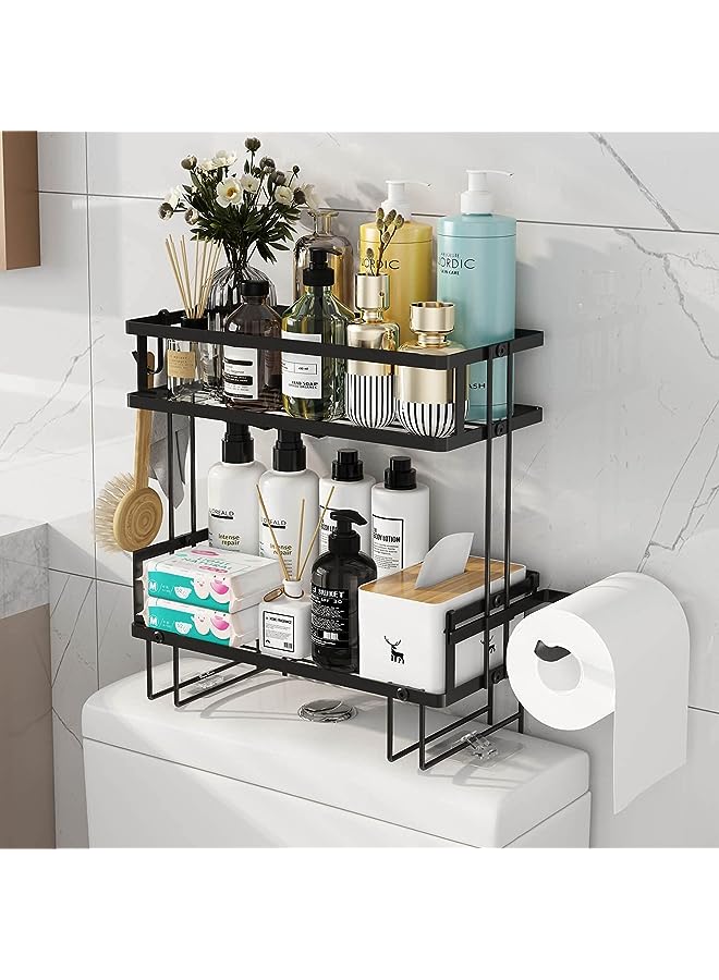 Antole Over The Toilet Storage Shelf,Bathroom Storage Organizer Shelves with Hanging Hook & Adhesive Base,No Drilling Space Saver Wall Mounting - Image 1