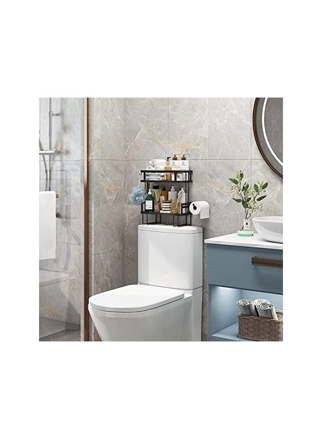 Antole Over The Toilet Storage Shelf,Bathroom Storage Organizer Shelves with Hanging Hook & Adhesive Base,No Drilling Space Saver Wall Mounting - Image 2