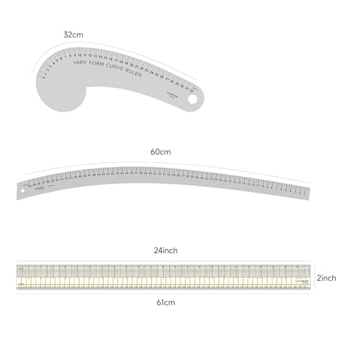 KEARING Metric Fashion Designers Ruler Kit French Curve Ruler for Pattern Making Light Aviation Aluminum Hip Curve LSquare Vary Form Curve for Pattern Making Sewing Quilting - Image 3