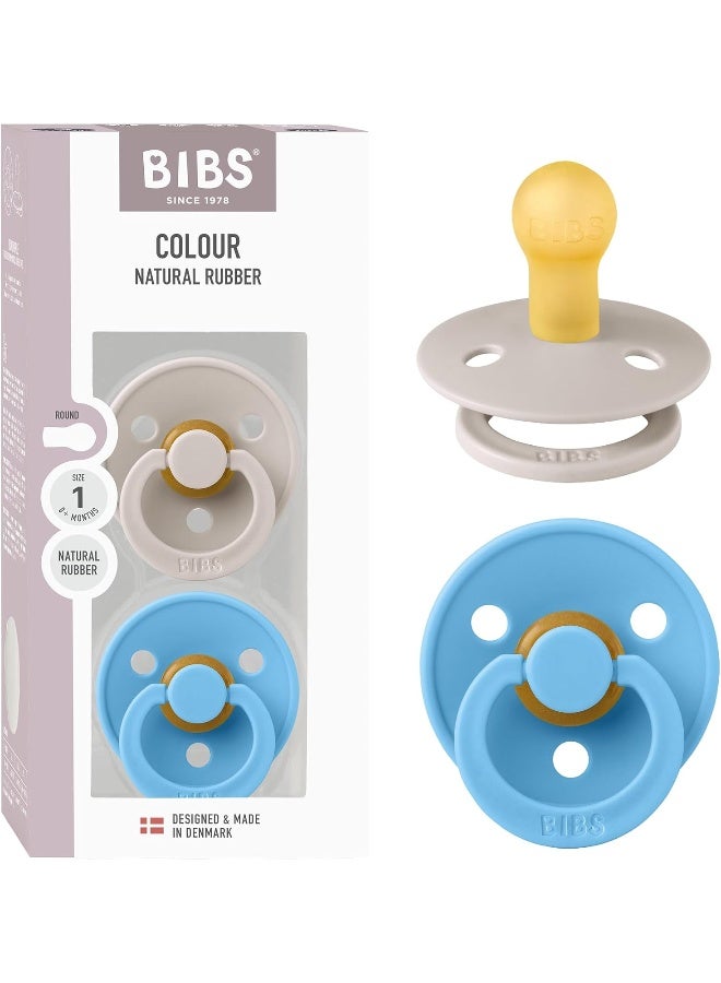 BIBS Colour Pacifier 2-Pack, BPA Free Dummy Binky, Round - Image 1