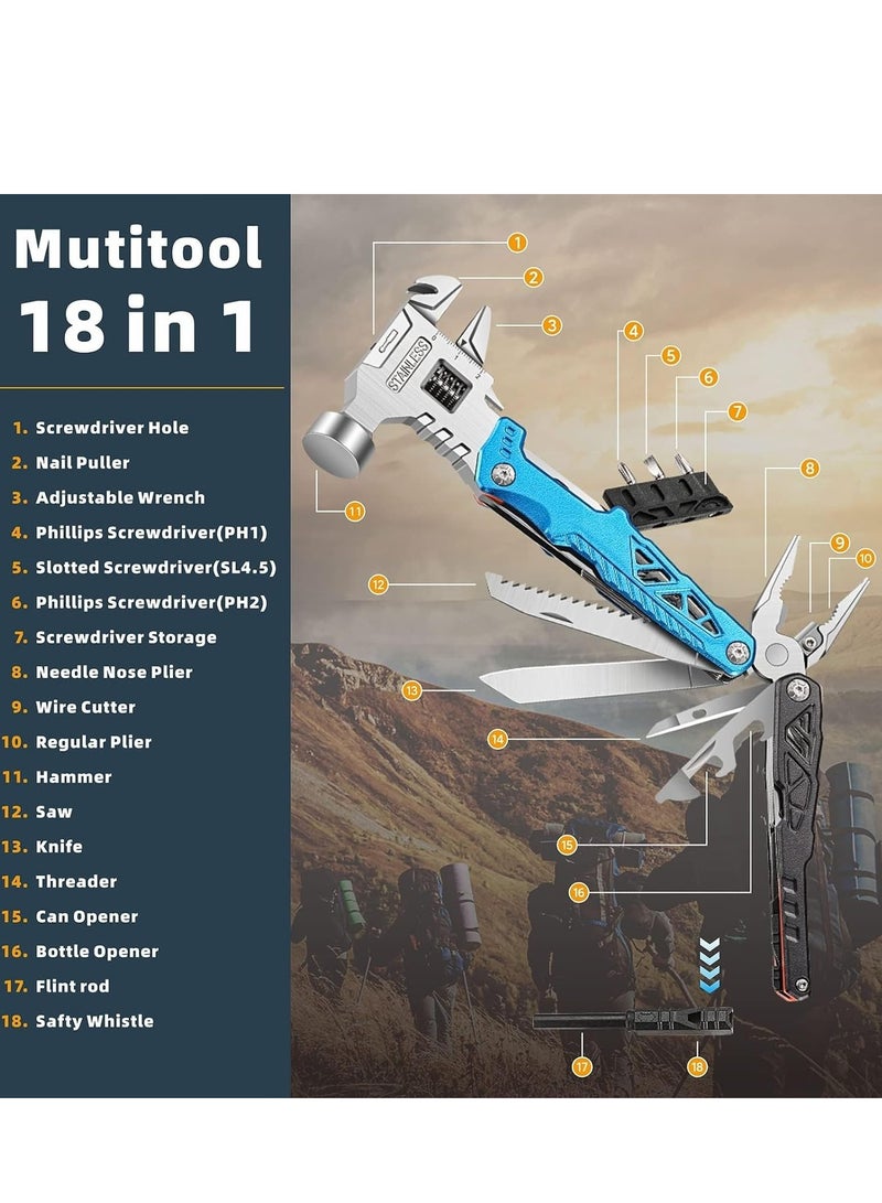 AL RAID Upgraded 18 in 1 Multitool,Professional Stainless Steel Multitool Pliers with Replaceable Alloy Steel Blades Wire Cutters,Bottle Opener,Nylon Sheath,Apply to Survival,Camping, Hunting & Hiking Gift for Men - Image 2