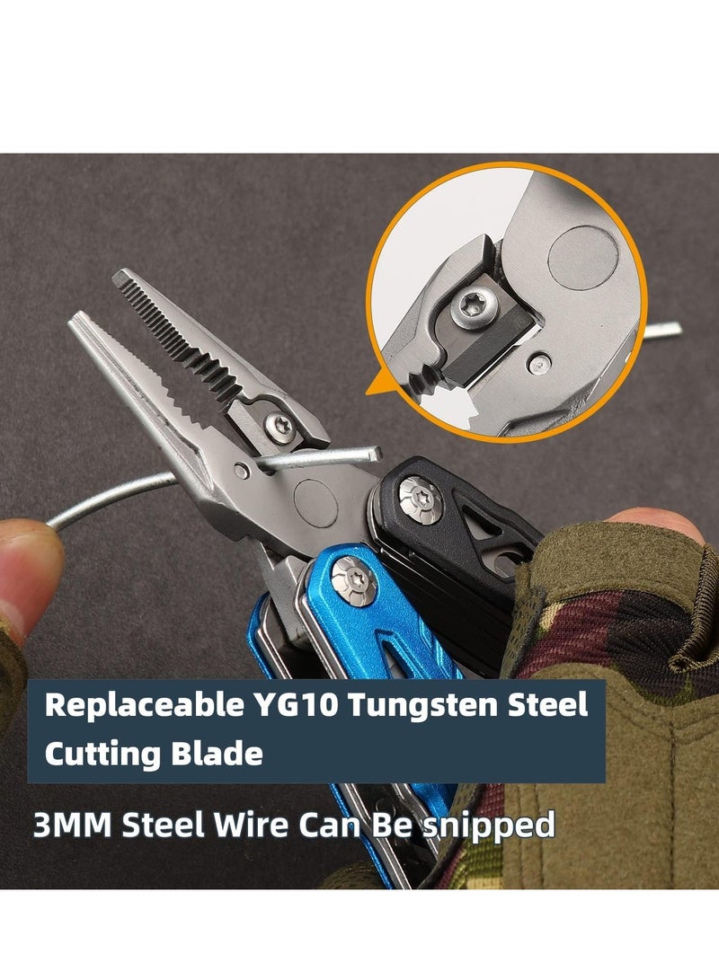 AL RAID Upgraded 18 in 1 Multitool,Professional Stainless Steel Multitool Pliers with Replaceable Alloy Steel Blades Wire Cutters,Bottle Opener,Nylon Sheath,Apply to Survival,Camping, Hunting & Hiking Gift for Men - Image 4