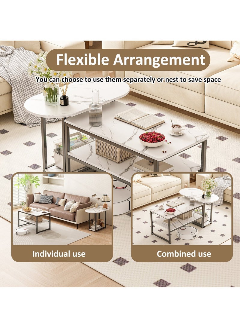 SHEIDLIN Coffee Table with Open Storage Shelf and 78cm Oval  Table ，Modern Living Room Center Table for Living Room Home Office Reception Room - Image 3