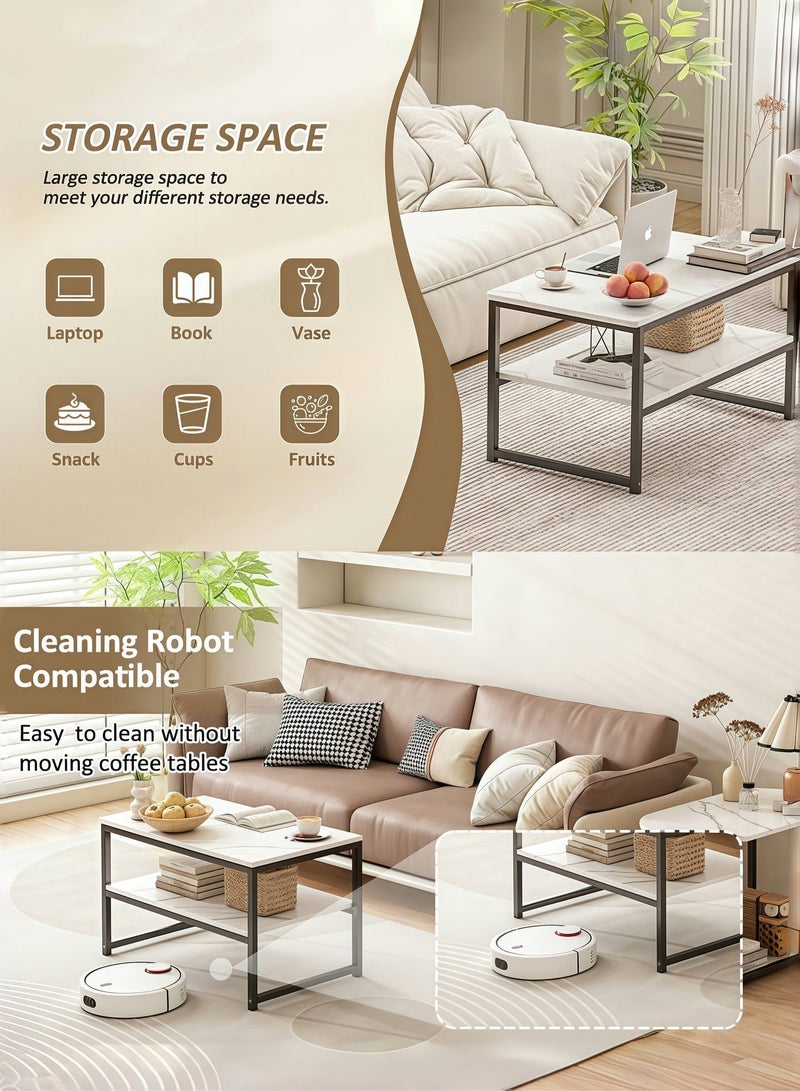 SHEIDLIN Coffee Table with Open Storage Shelf and 78cm Oval  Table ，Modern Living Room Center Table for Living Room Home Office Reception Room - Image 5