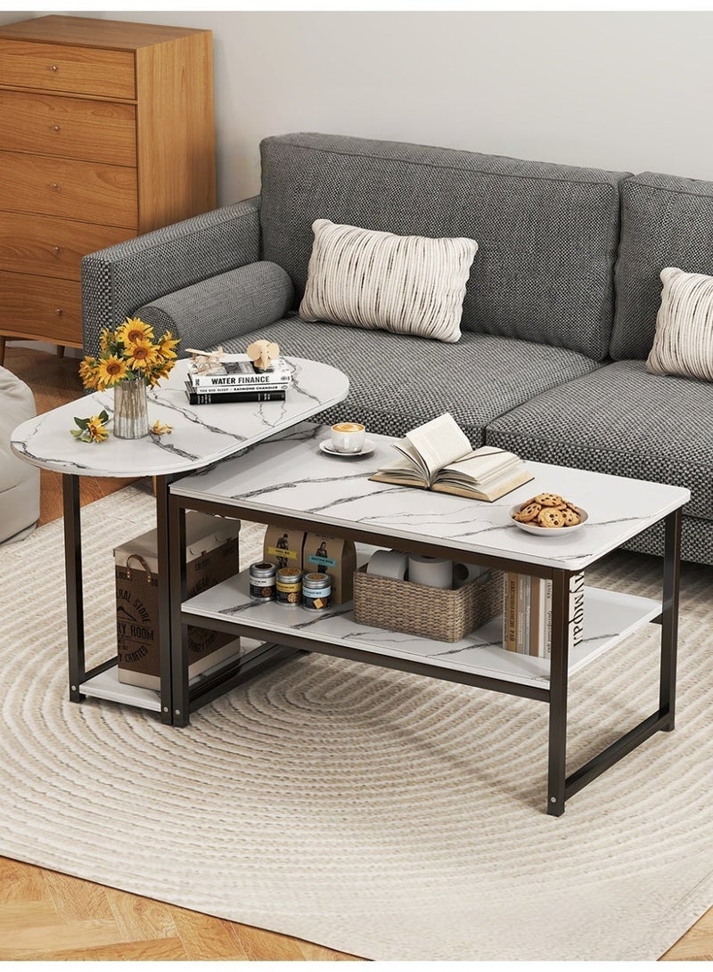 SHEIDLIN Coffee Table with Open Storage Shelf and 78cm Oval  Table ，Modern Living Room Center Table for Living Room Home Office Reception Room - Image 1