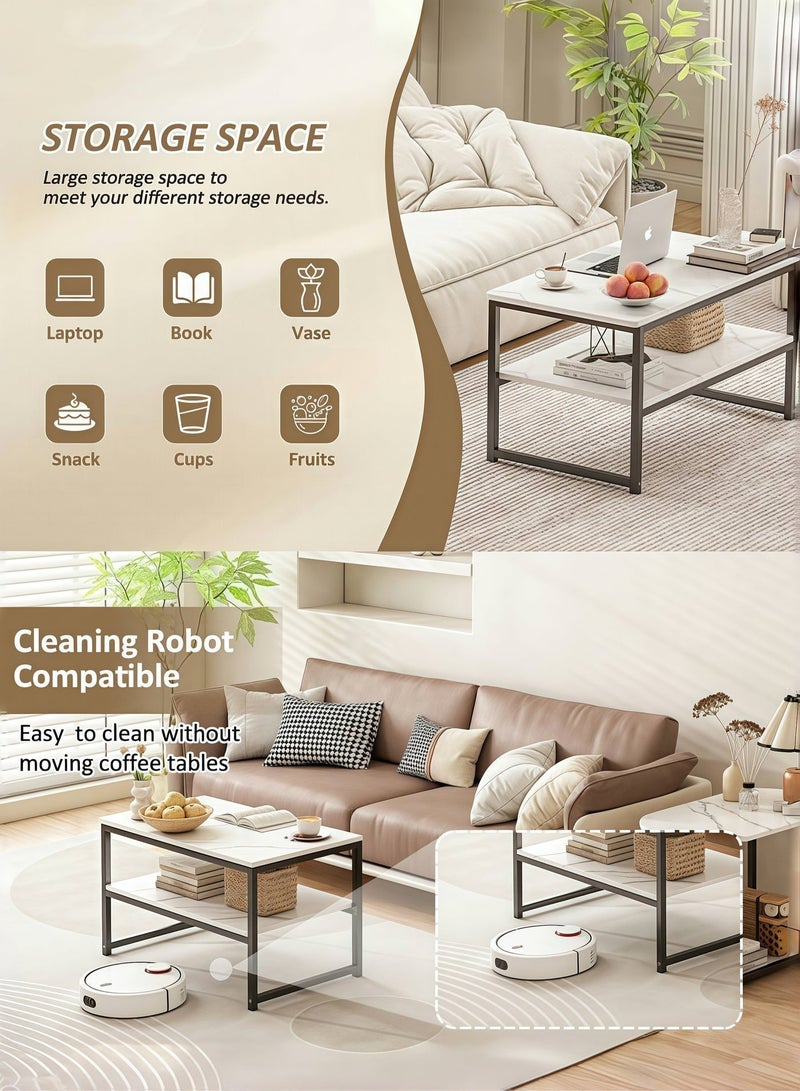 SHEIDLIN Coffee Table with Open Storage Shelf and 78cm Oval  Table ，Modern Living Room Center Table for Living Room Home Office Reception Room - Image 5