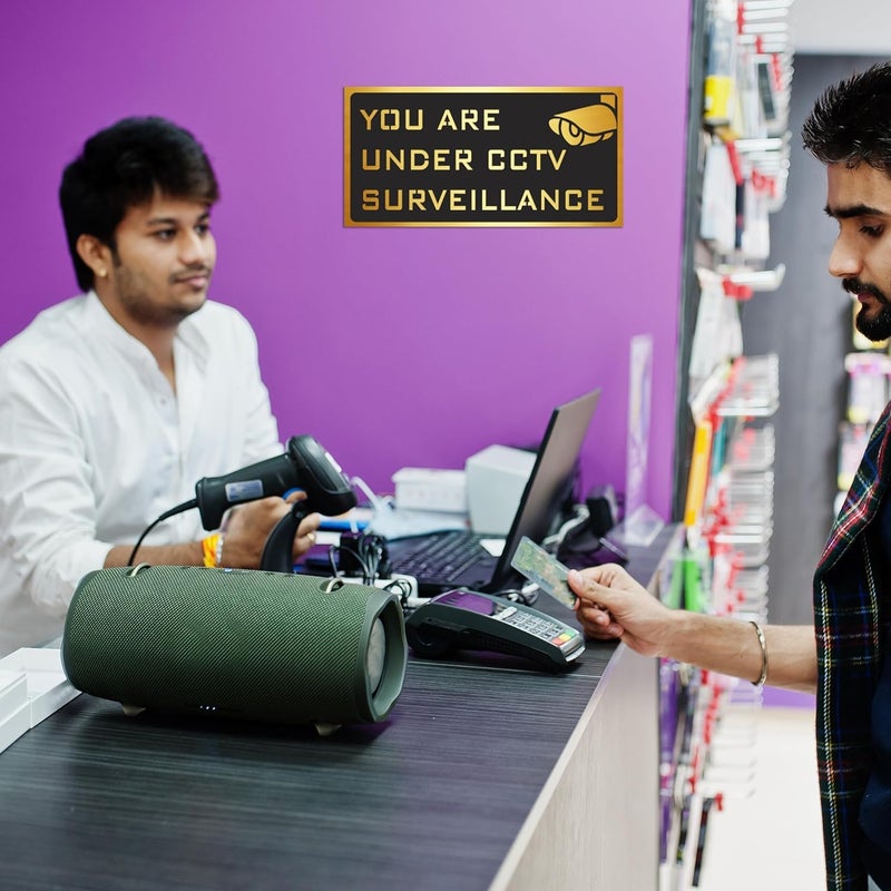 BerryBox Black Golden Stickers For Glass Doors For Office, Stores, Cafe, Hotel, Restaurant, Business & Shop, Self-Adhesive, Acrylic Signage (CCTV, Black Gold) - Image 4