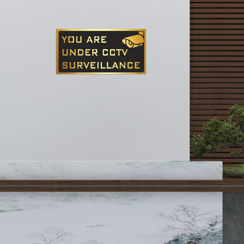 BerryBox Black Golden Stickers For Glass Doors For Office, Stores, Cafe, Hotel, Restaurant, Business & Shop, Self-Adhesive, Acrylic Signage (CCTV, Black Gold) - Image 3