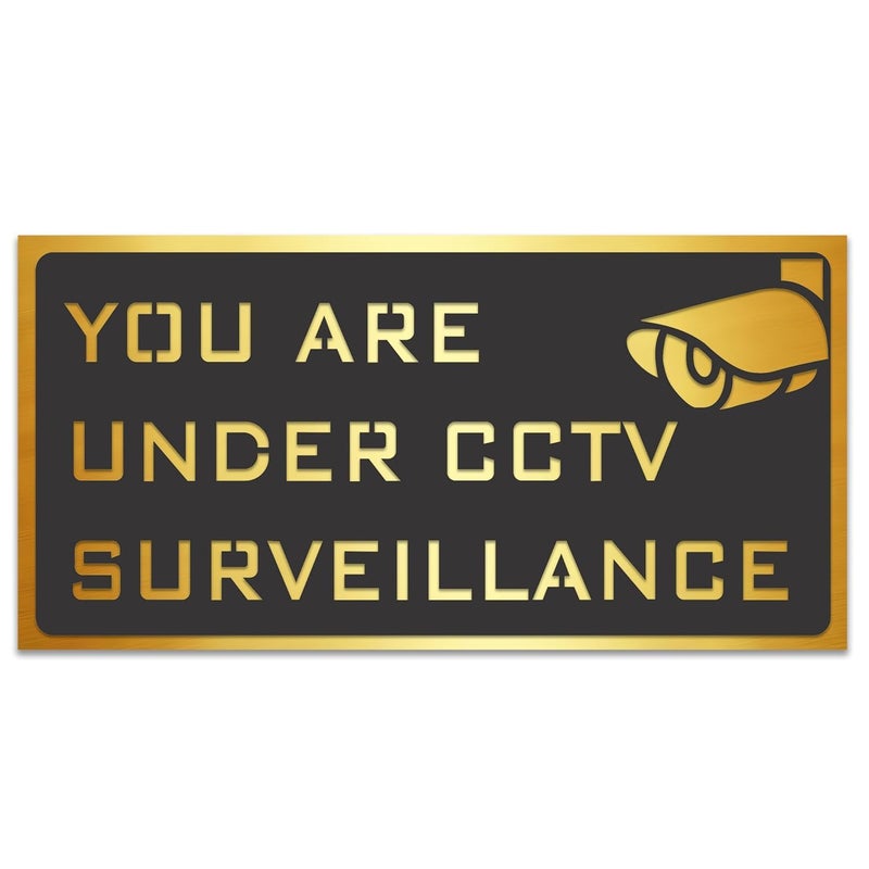 BerryBox Black Golden Stickers For Glass Doors For Office, Stores, Cafe, Hotel, Restaurant, Business & Shop, Self-Adhesive, Acrylic Signage (CCTV, Black Gold) - Image 1