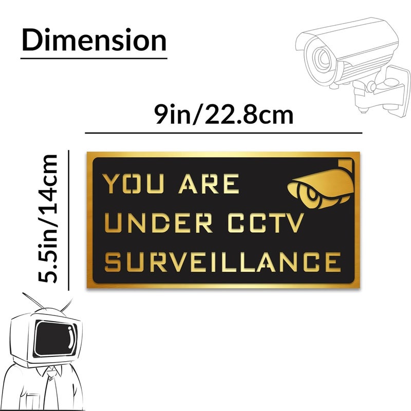 BerryBox Black Golden Stickers For Glass Doors For Office, Stores, Cafe, Hotel, Restaurant, Business & Shop, Self-Adhesive, Acrylic Signage (CCTV, Black Gold) - Image 2