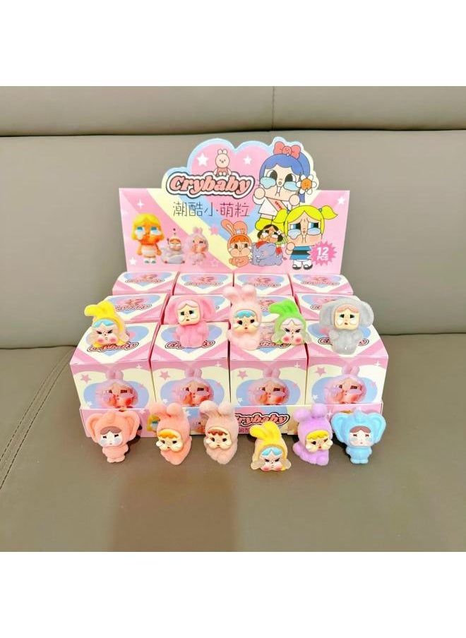 Generic - 12 Into The Flocking Doll Pendant Blind Box Hand Key Chain Children's Gift Toys Kindergarten Flying Cry Baby Cloth-Color:12 Pieces Of Flocked Crying Baby Second Generation [photographed In Multiples Of 12]-Specification:Minimum Order Is 1 Box = 12 Pieces - Image 1