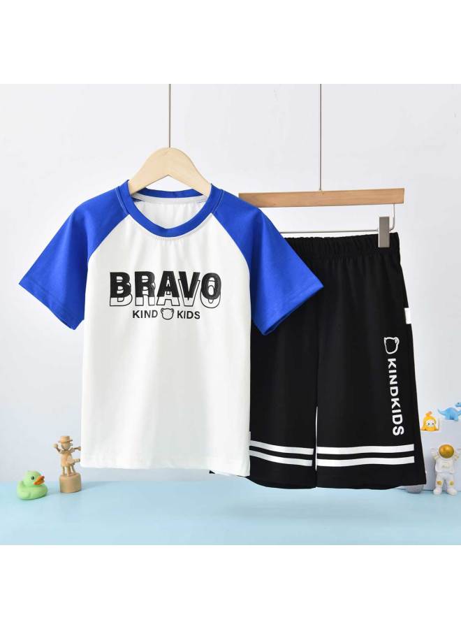 Bornbay boys & Girls Summer Outfit - Kids Casual Sportswear Set With Short Sleeve & Shorts - Image 2