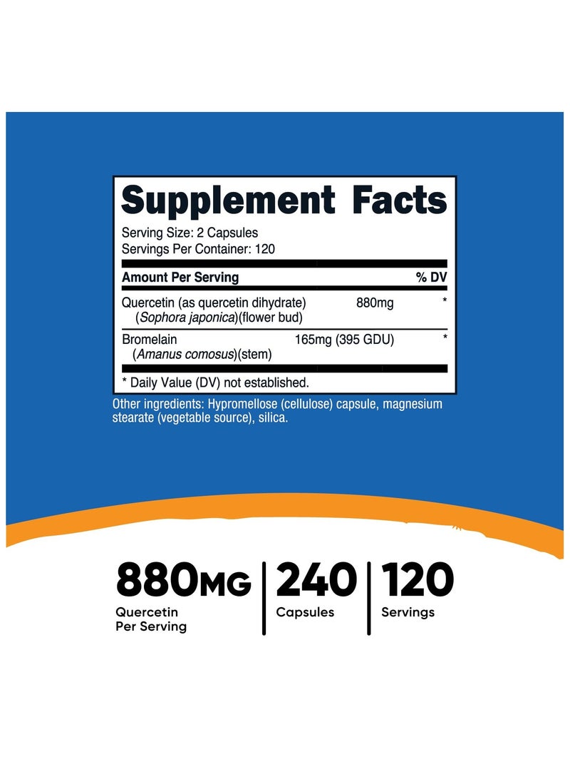 Nutricost - Quercetin - with Bromelain, 880 MG Quercelin per serving | 240 Capsules | 120 SERVINGS - Image 1