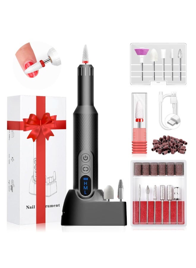 كيلا جهاز حفر أظافر لاسلكي لطلاء الأظافر بالجل، مبرد أظافر كهربائي احترافي للاستخدام في الصالونات والمنزل (أسود) - Image 1