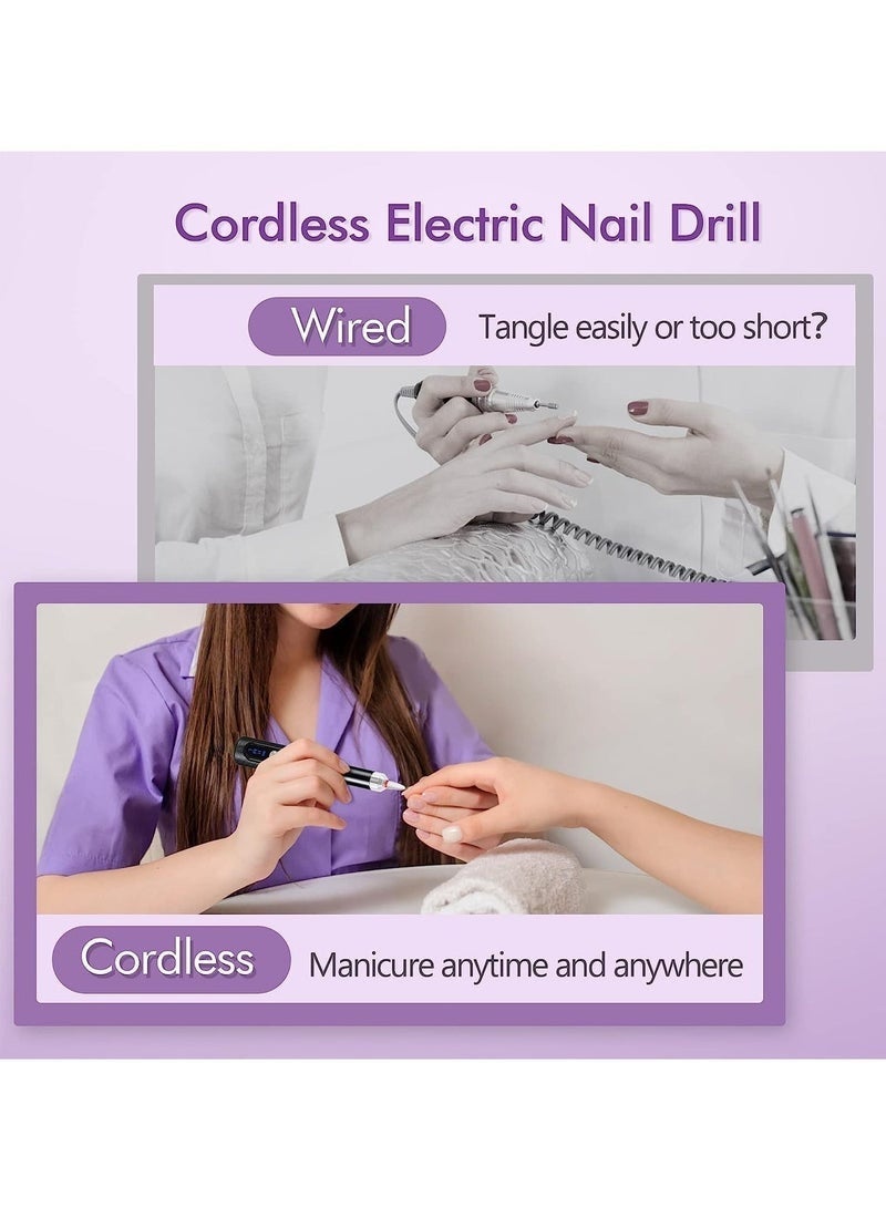 كيلا جهاز حفر أظافر لاسلكي لطلاء الأظافر بالجل، مبرد أظافر كهربائي احترافي للاستخدام في الصالونات والمنزل (أسود) - Image 3