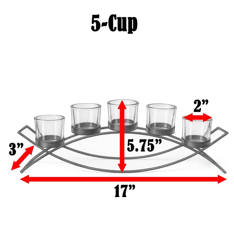 Seraphic Iron Arch Table Centerpiece Decorations Long Candle Holder for Weddings, Patio, Kitchen, Dining Room, and Coffee Tables, White, Clear Chunky 5 Cups - Image 3