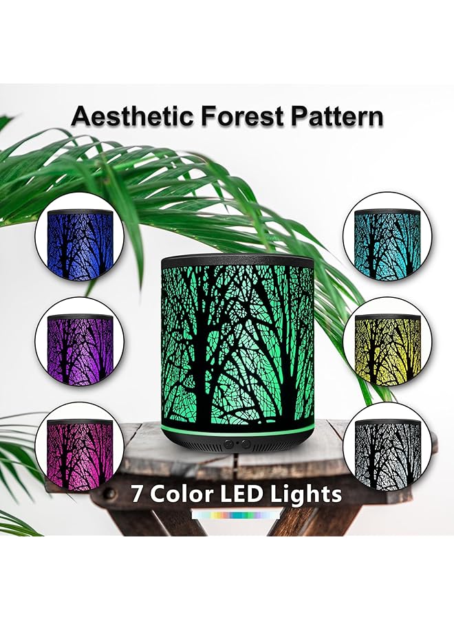 erorex Essential Oil Diffuser Aromatherapy Metal Aroma Diffuser 400Ml With Remote Control Mini Air Humidifier Ultrasonic Fragrant Oil Vaporizer With 7 Color Led Light Timer Ramadan Gift Black Forest Iron  - Image 5