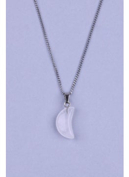 Güneş Avm GÜNEŞAVM Crystal Quartz Natural Stone Moon Model Necklace 