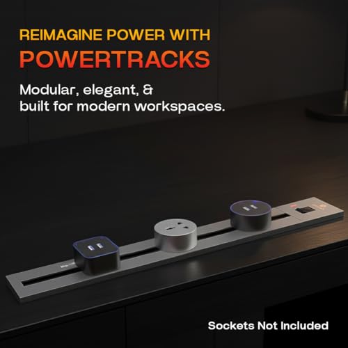 Adivaa Adjustable Plug-in Power Track | Electrical Movable Sliding Power Track | Surface Mounted Extension for Home, Office, Multiple Tabletop 1 Year Warranty (Silver, 60cm, Sockets are not Included) - Image 2