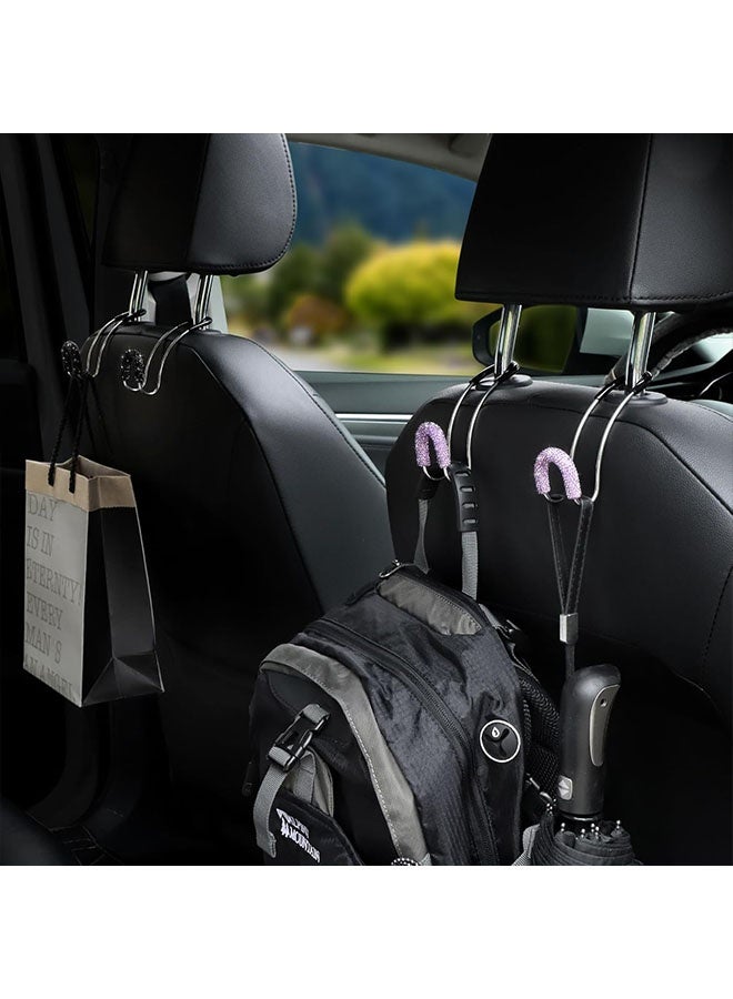 2 حزمة من خطافات مسند رأس السيارة اللامعة من أحجار الراين الكريستالية، خطاف مقعد السيارة العالمي، خطاف تلقائي، منظم تخزين شماعات المقعد الخلفي للسيارة - Image 3