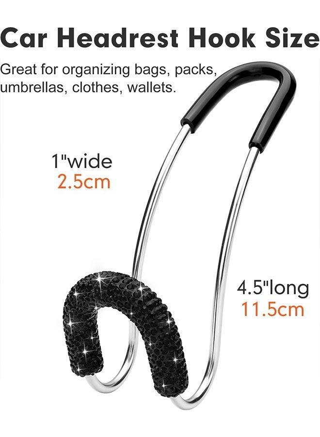 2 حزمة من خطافات مسند رأس السيارة اللامعة من أحجار الراين الكريستالية، خطاف مقعد السيارة العالمي، خطاف تلقائي، منظم تخزين شماعات المقعد الخلفي للسيارة - Image 2