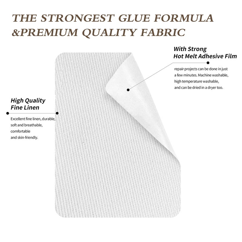 KING MOUNTAIN 100% Cotton Fabric Iron-on Repair Patch, Inside&Outside Clothes Repair Patch, 3"x60" with Backing Glue Repair Decorative Patch kit (White) - Image 3