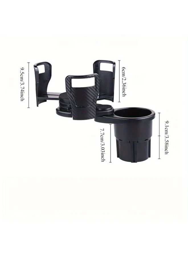 Double Layer Car Cup Holder 360 Degree Rotation Black Non Slip Pad Easy Storage - Image 2