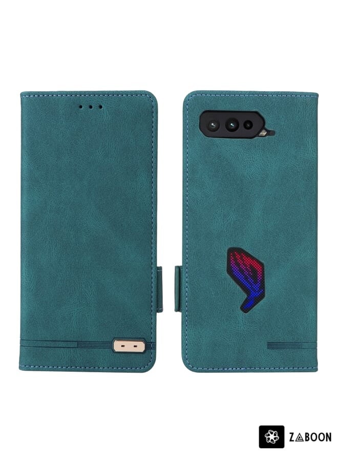 Green Tiger - For Asus ROG Phone 5 Magnetic Clasp Leather Phone Case(Green) - Image 1