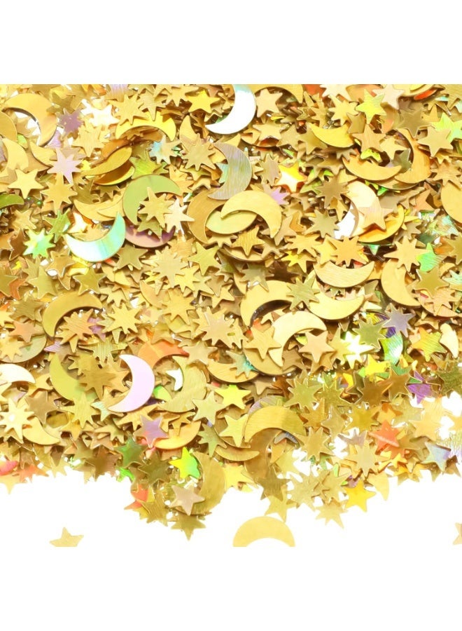 4000 PCS Gold Star Confetti, Glitter Foil Confetti, Sprinkles Moon and Stars for Table, Star Sequins for Wedding Party Birthday Festival Decorations (45g) - Image 1