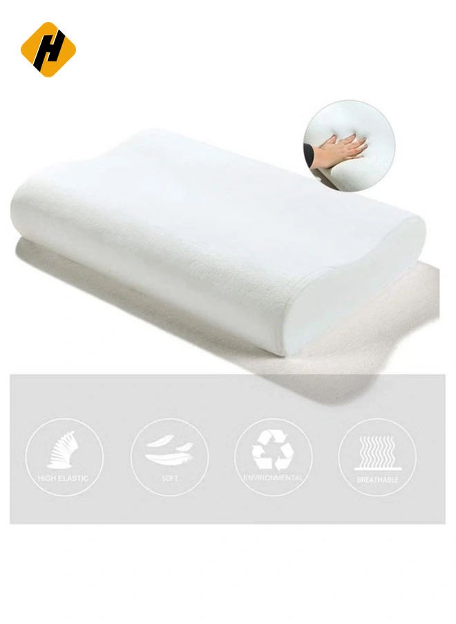 HuHa - Cervical Pillow Contour Memory Foam Pillow, Orthopedic Pillow for Relieve Neck Pain, Ergonomic Pillow for Side Sleeper Back Sleeper Stomach Sleeper, Insomniac Pillow White,a - Image 1
