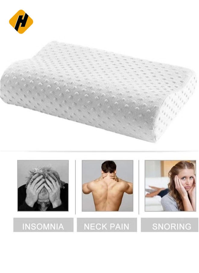 HuHa - Cervical Pillow Contour Memory Foam Pillow, Orthopedic Pillow for Relieve Neck Pain, Ergonomic Pillow for Side Sleeper Back Sleeper Stomach Sleeper, Insomniac Pillow White,a - Image 1
