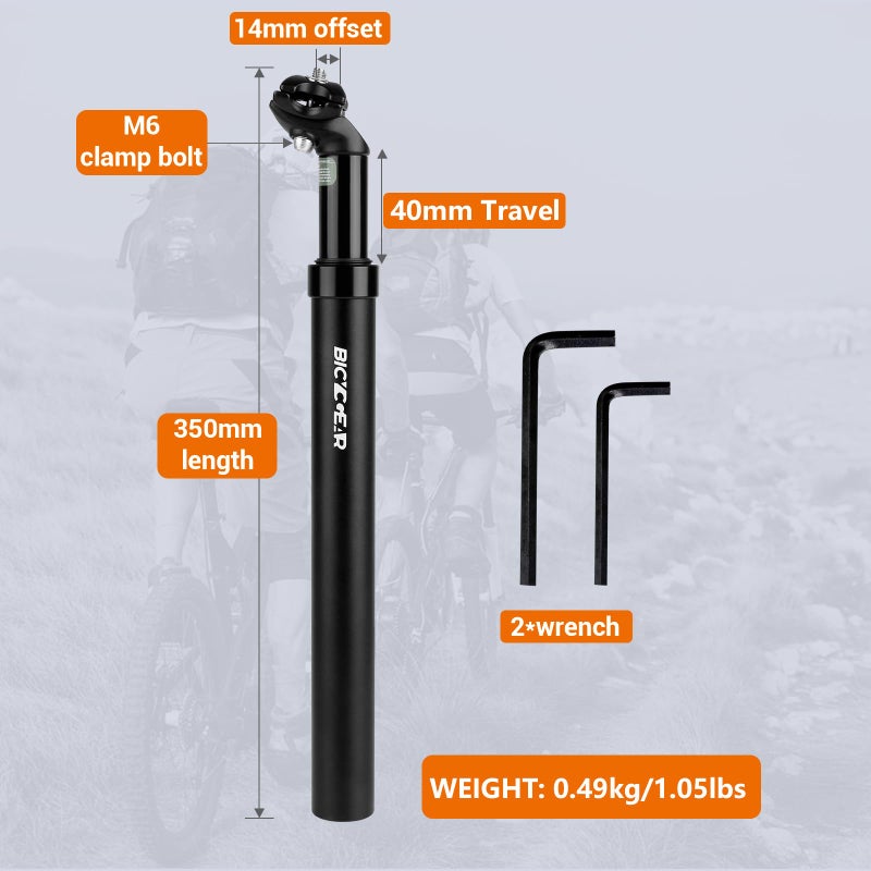 BICYCGEAR Suspension Seatpost 27.2 30.4 30.9 31.6 Bike Seat Posts with Suspension 40mm Travel Bicycle Seat Shock Absorber Aluminum Tube for E Bike MTB BMX Road City Bike Replacement Component Parts - Image 4