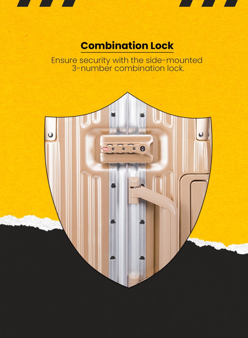 ستارجولد حقيبة الأمتعة TPC حقيبة جانبية صلبة عجلات قابلة للدوران 360 درجة وحقيبة سفر بنظام قابل للقفل - Image 3