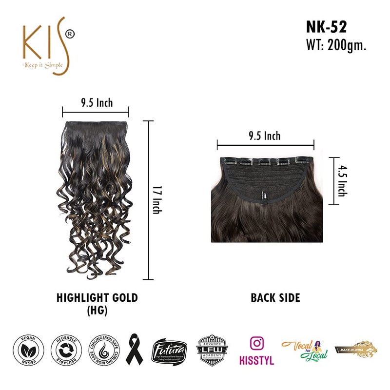KIS Beautiful Hair Extensions Curly With 100 Human Hair Blend SalonQuality Voluminous Luxurious Customizable Tangle Free Hair Washable Reusable Heat Resistant HighlightGold - Image 3