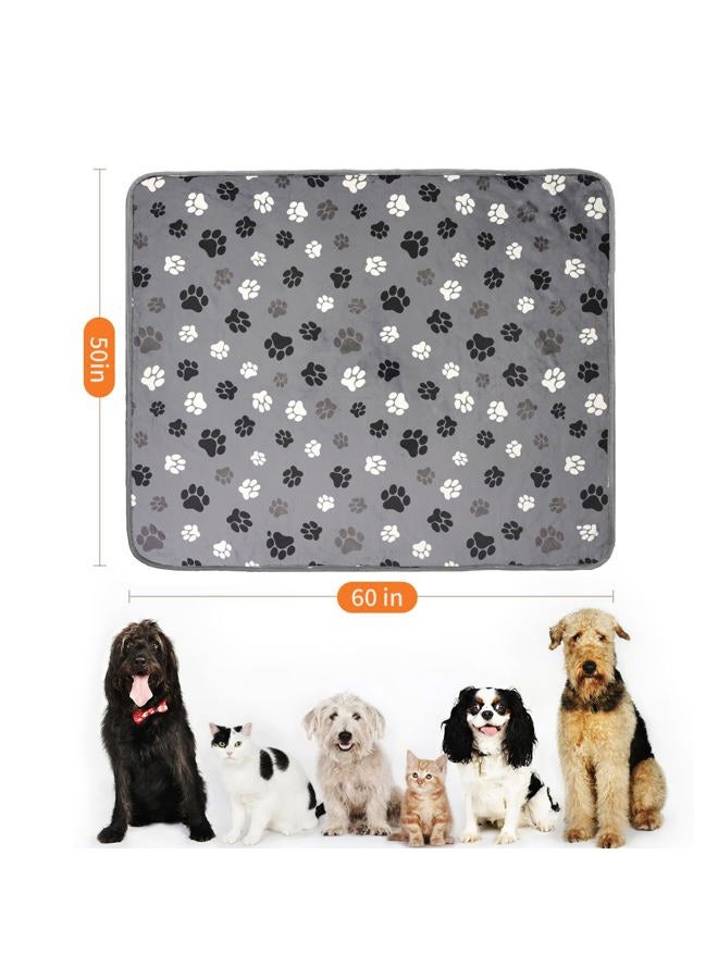 CAPT.SNOOZE Waterproof Dog Blankets Pet Blanket, Soft Fluffy Sofa Car Bed Protector, Reversible Sherpa Fleece Dog Blanket for Large Dogs (Dark Grey-Paws, 50"x60") - Image 2