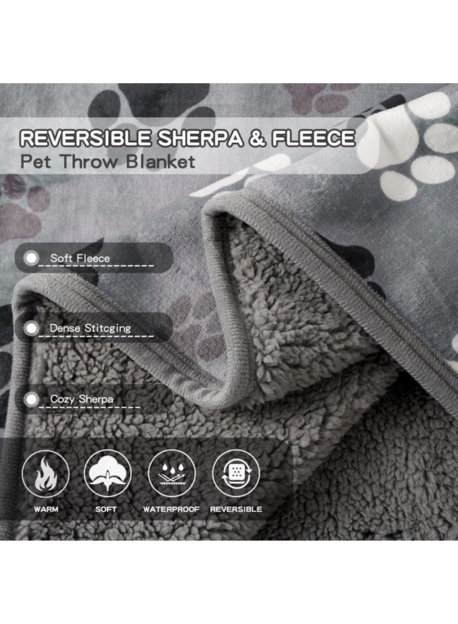 CAPT.SNOOZE Waterproof Dog Blankets Pet Blanket, Soft Fluffy Sofa Car Bed Protector, Reversible Sherpa Fleece Dog Blanket for Large Dogs (Dark Grey-Paws, 50"x60") - Image 4