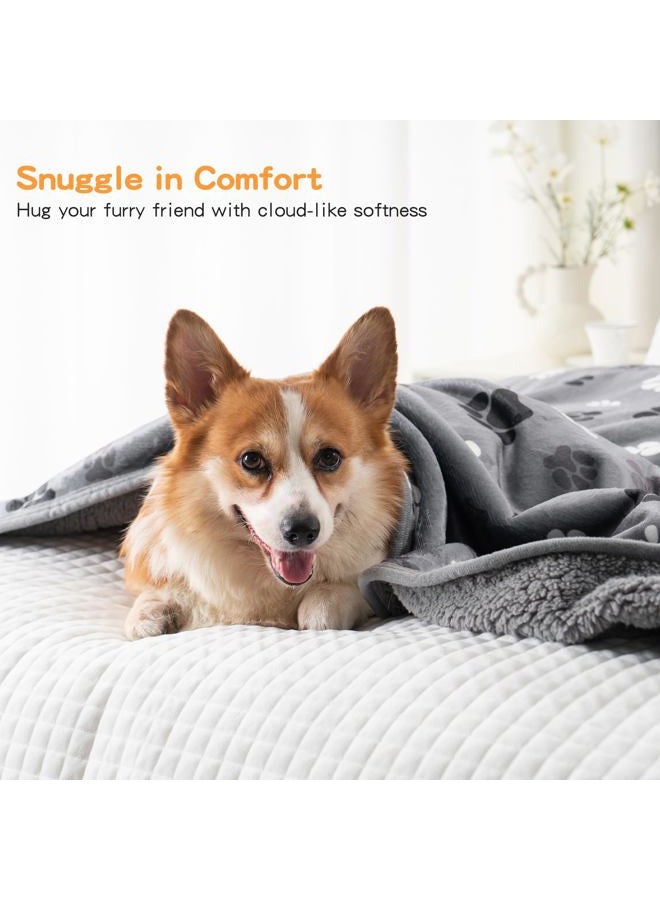 CAPT.SNOOZE Waterproof Dog Blankets Pet Blanket, Soft Fluffy Sofa Car Bed Protector, Reversible Sherpa Fleece Dog Blanket for Large Dogs (Dark Grey-Paws, 50"x60") - Image 5