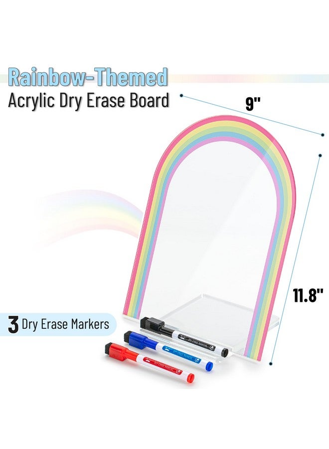 مستر. بين لوح أكريليك شفاف مع حامل، 11.8 بوصة × 8.9 بوصة، 3 أقلام تحديد، موضوع قوس قزح، لوح أكريليك للمكتب، لوح أكريليك شفاف قابل للمسح الجاف مع حامل، لوح شفاف قابل للمسح الجاف للمكتب - Image 2